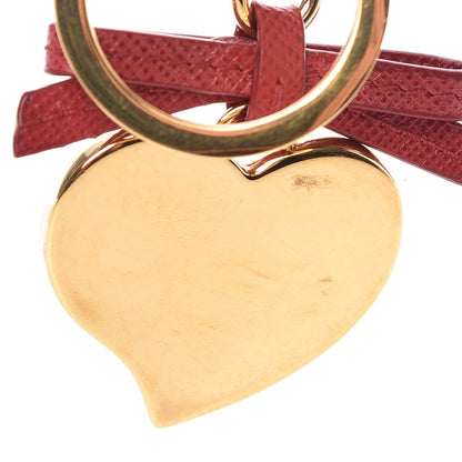 Prada Saffiano Heart Keychain Charm Fuoco 3 of 3