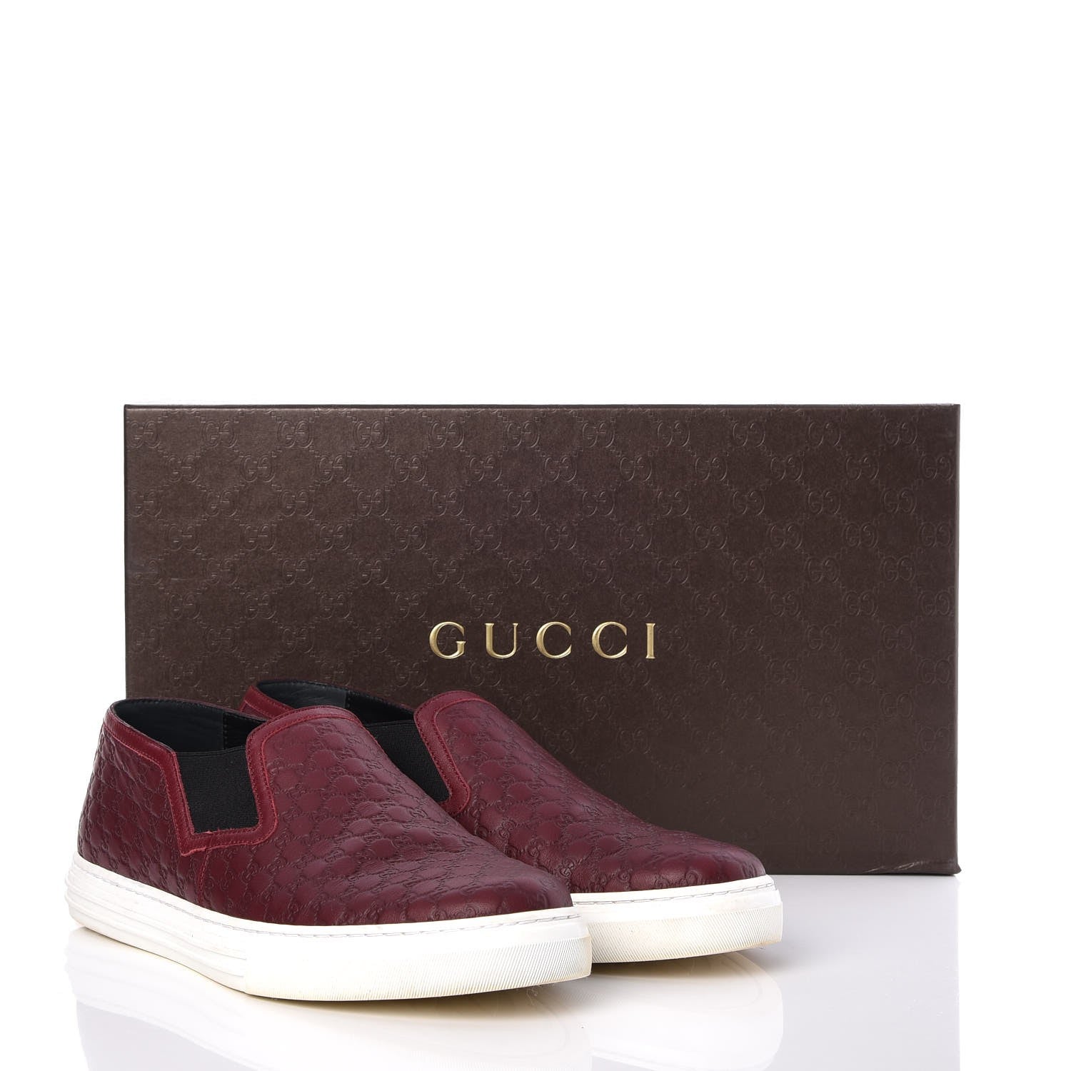 Gucci Soft Microguccissima Leather Mens Slip On Sneakers 7 Rosso Nero Black 12 of 12