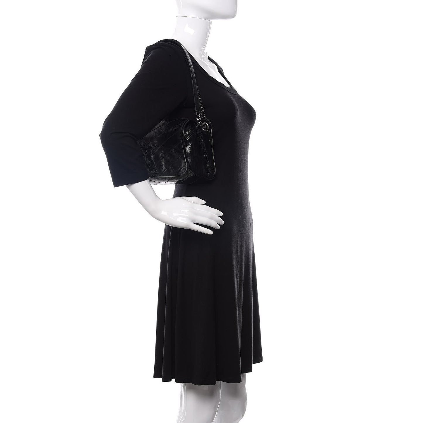 Crinkled Calfskin Matelasse Monogram Niki Body Bag Black