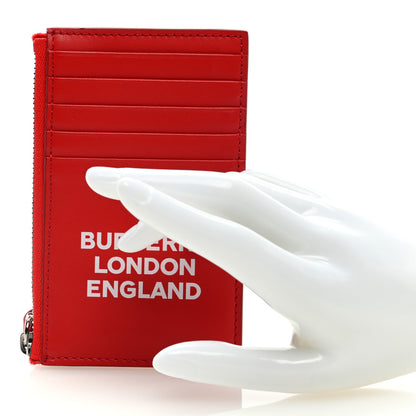 Burberry Calfskin London England Print Logo Card Holder Red 2 of 6