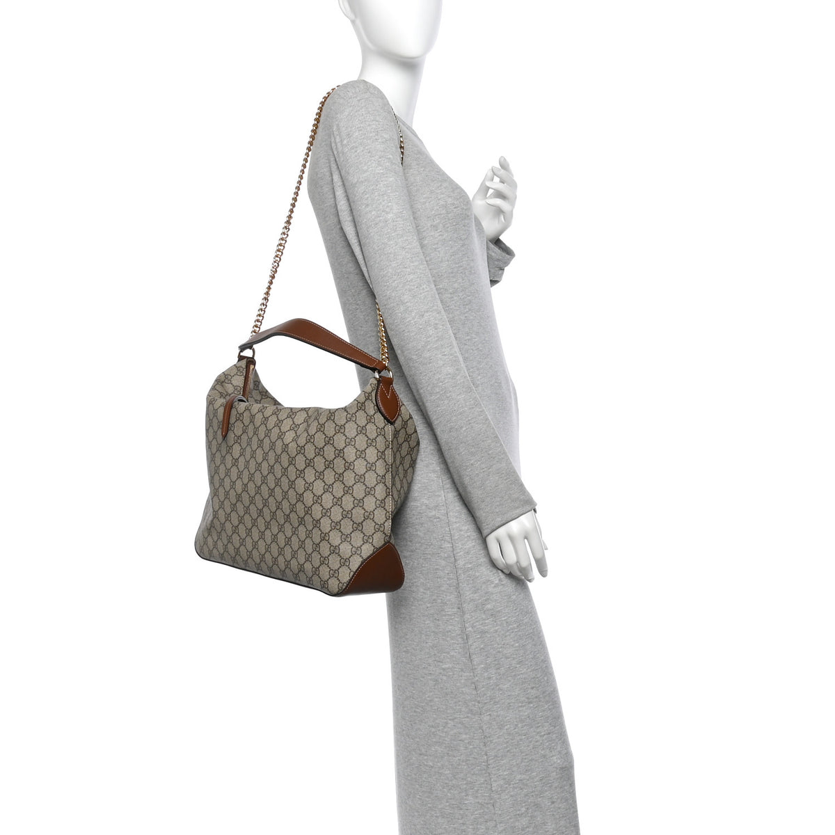 Gucci GG Supreme Monogram Large Linea A Hobo Light Brown 2 of 12