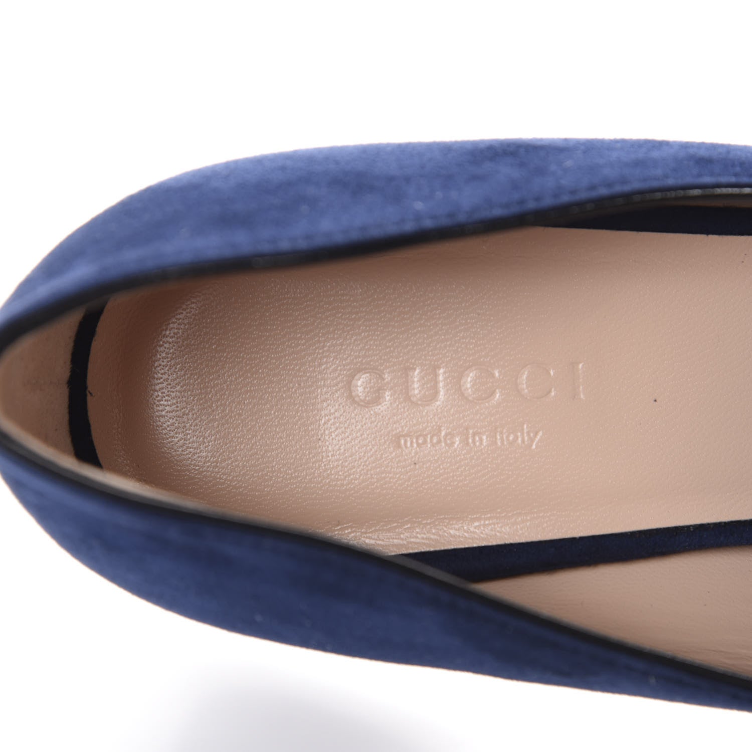 Gucci Kid Scamosciato GG Marmont Fringe 50mm Loafer Pumps 37 Blue Ink 6 of 10