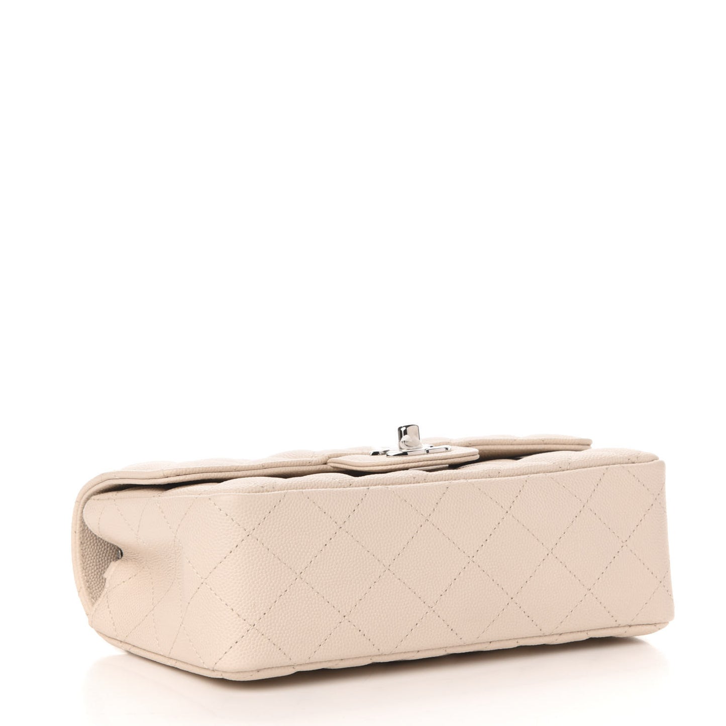 Caviar Quilted Mini Rectangular Flap Light Beige
