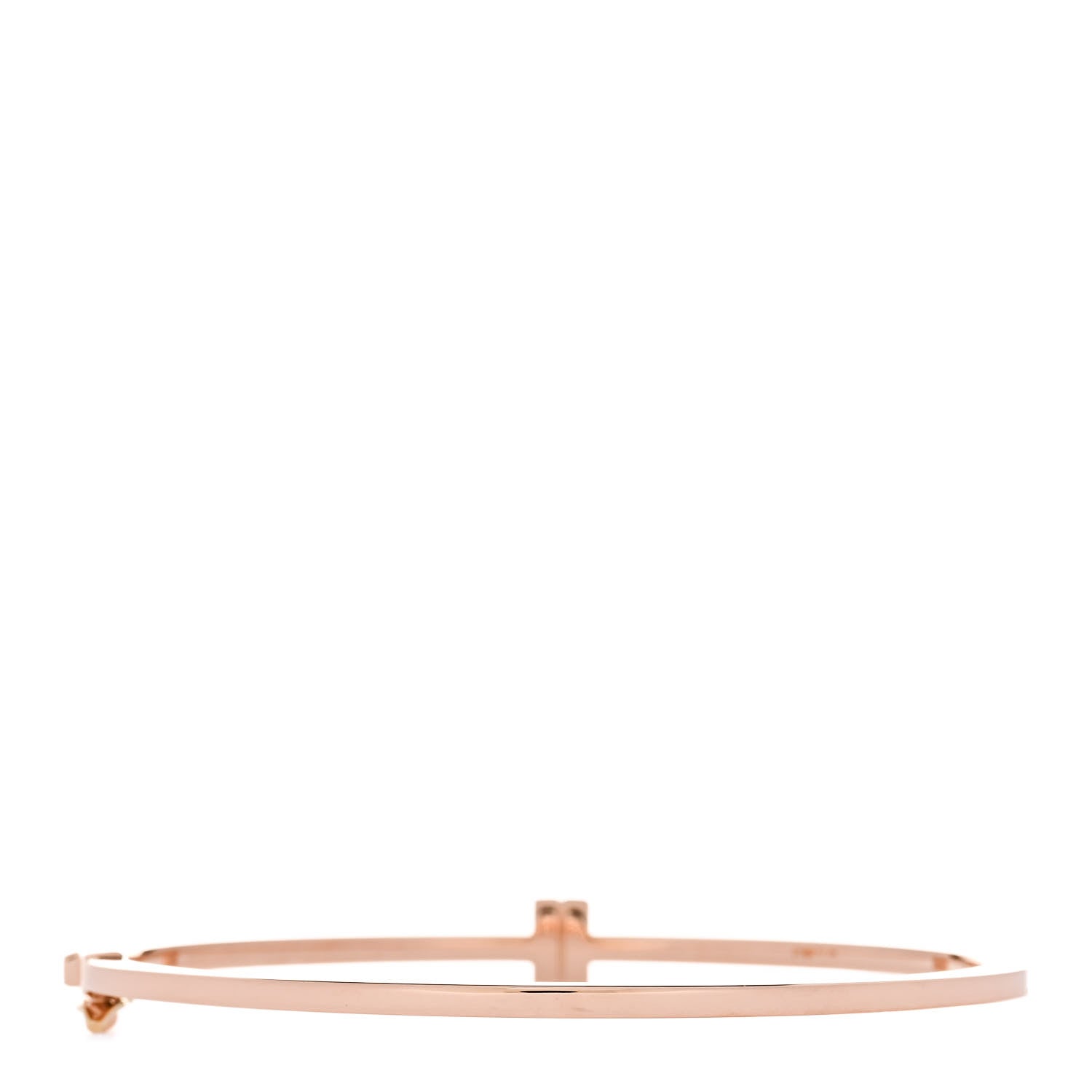Tiffany 18K Rose Gold Diamond T Hinged Wire Bangle Bracelet 2 of 4
