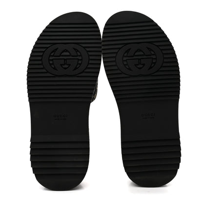 Gucci Jacquard Black Denim GG Monogram Angelina Platform 55mm Slide Sandals 38.5 Black Ivory 6 of 10