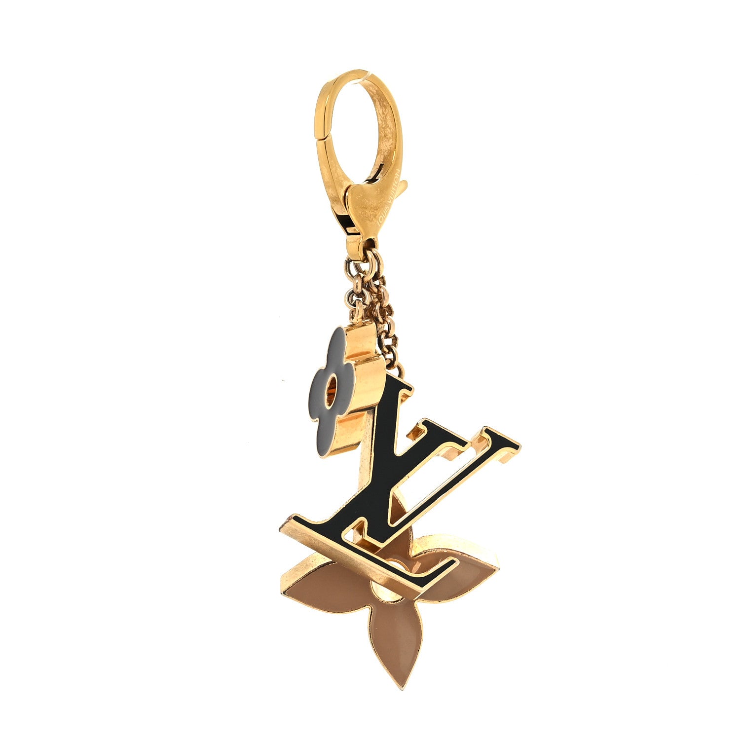 Louis Vuitton Metal Enamel Fleur De Monogram Bag Charm Dore 1 of 4