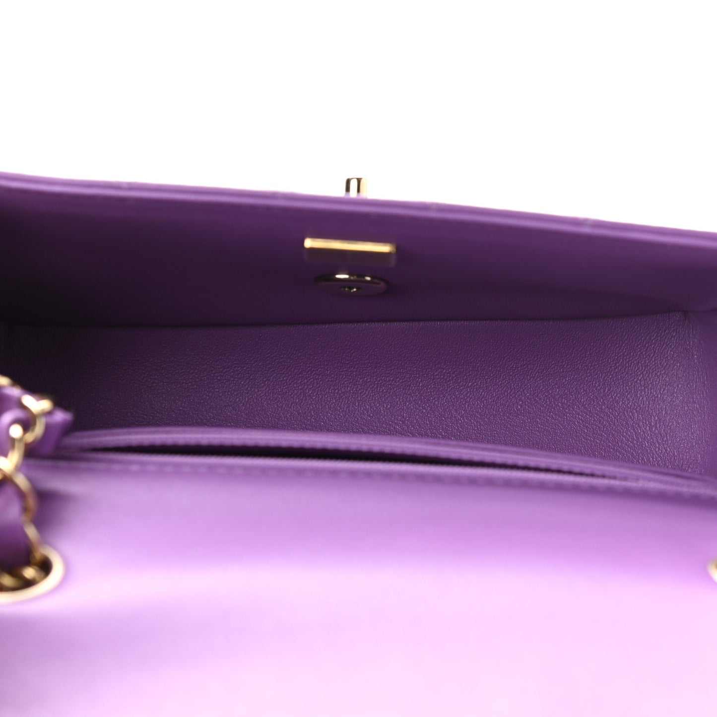 Lambskin Quilted Mini Rectangular Flap Purple