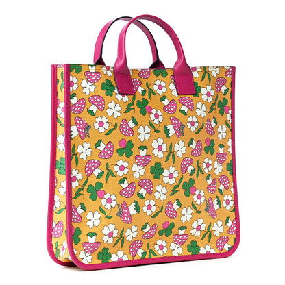 Gucci Canvas Childrens Flower Mushroom Print Tote Pink Yellow 2 of 4