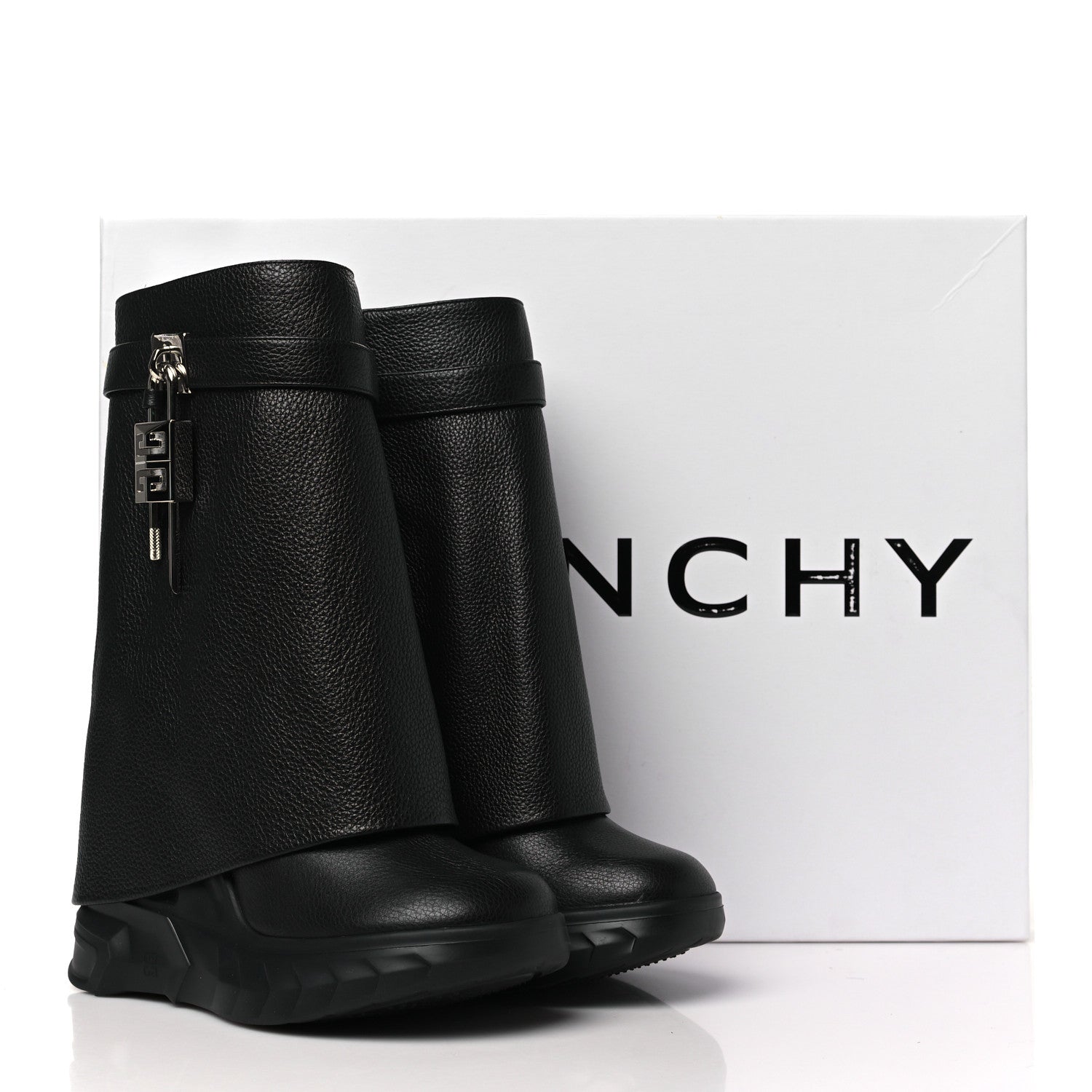 Givenchy Grained Calfskin Shark Lock Biker Ankle Boots 38 Black 9 of 9