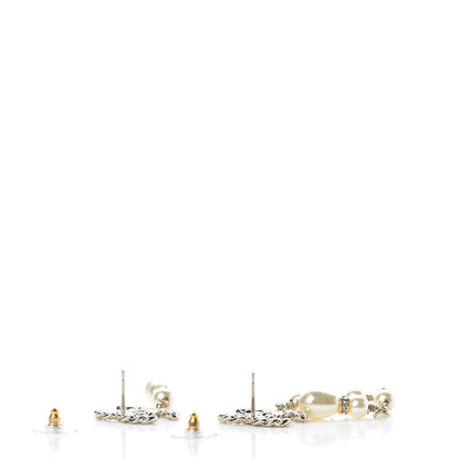 Chanel Crystal Pearl Pearls Coronation Uneven Earrings Gold 3 of 5