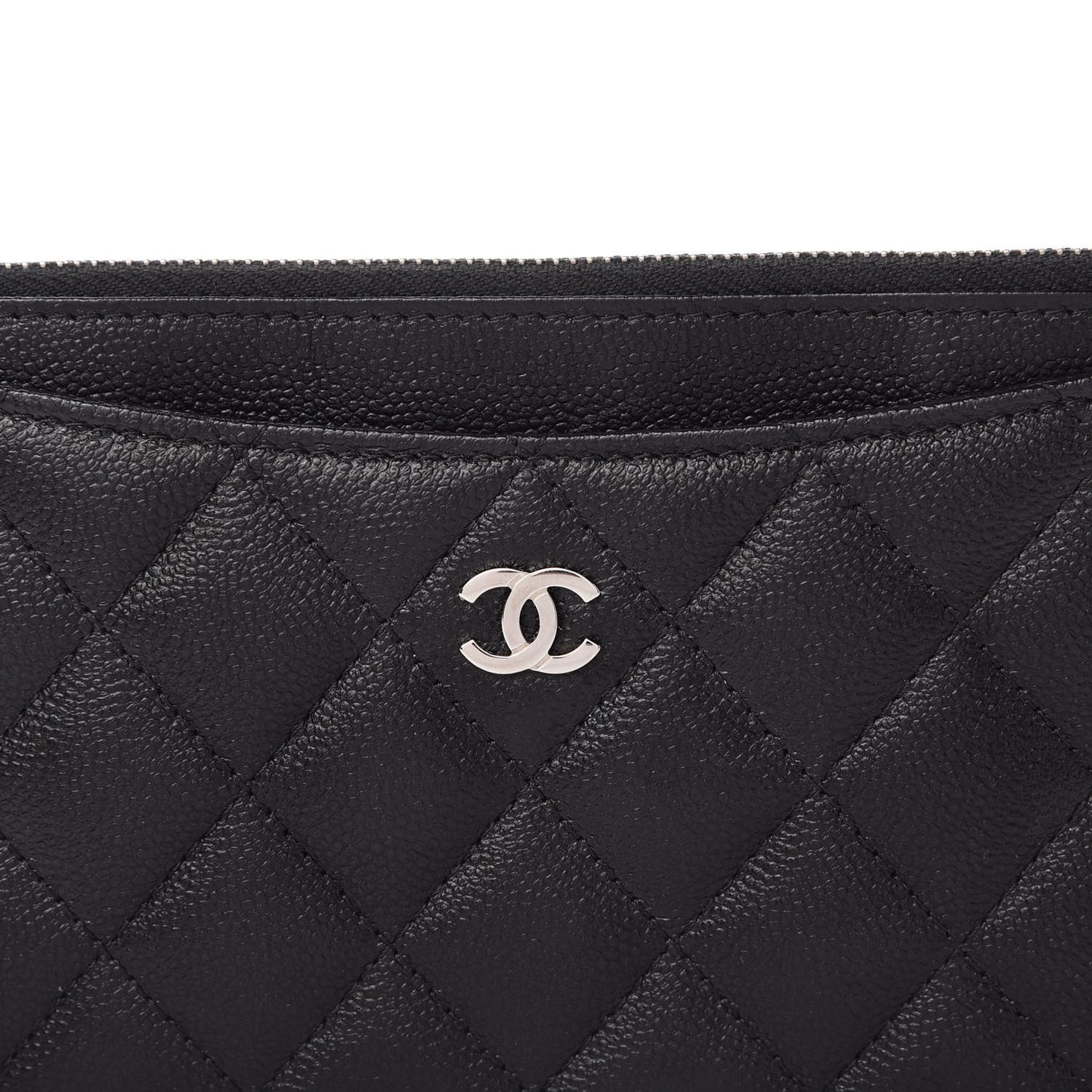 Caviar Quilted Classic Zip Pouch Black
