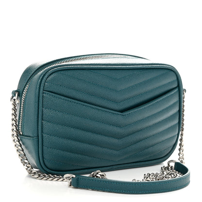 Saint Laurent Grain De Poudre Matelasse Monogram Mini Lou Camera Bag Petrol Green 3 of 9