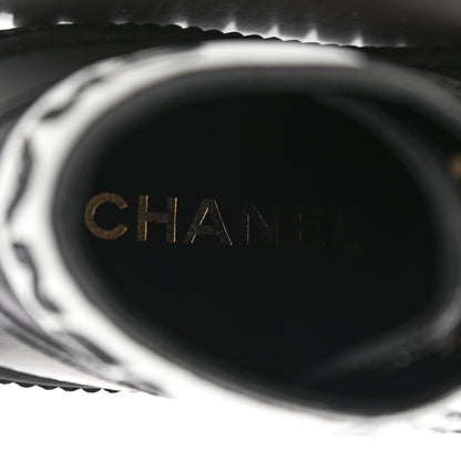 Chanel Aged Calfskin Lace Up Cap Toe Sneakers 38 Black White 7 of 8