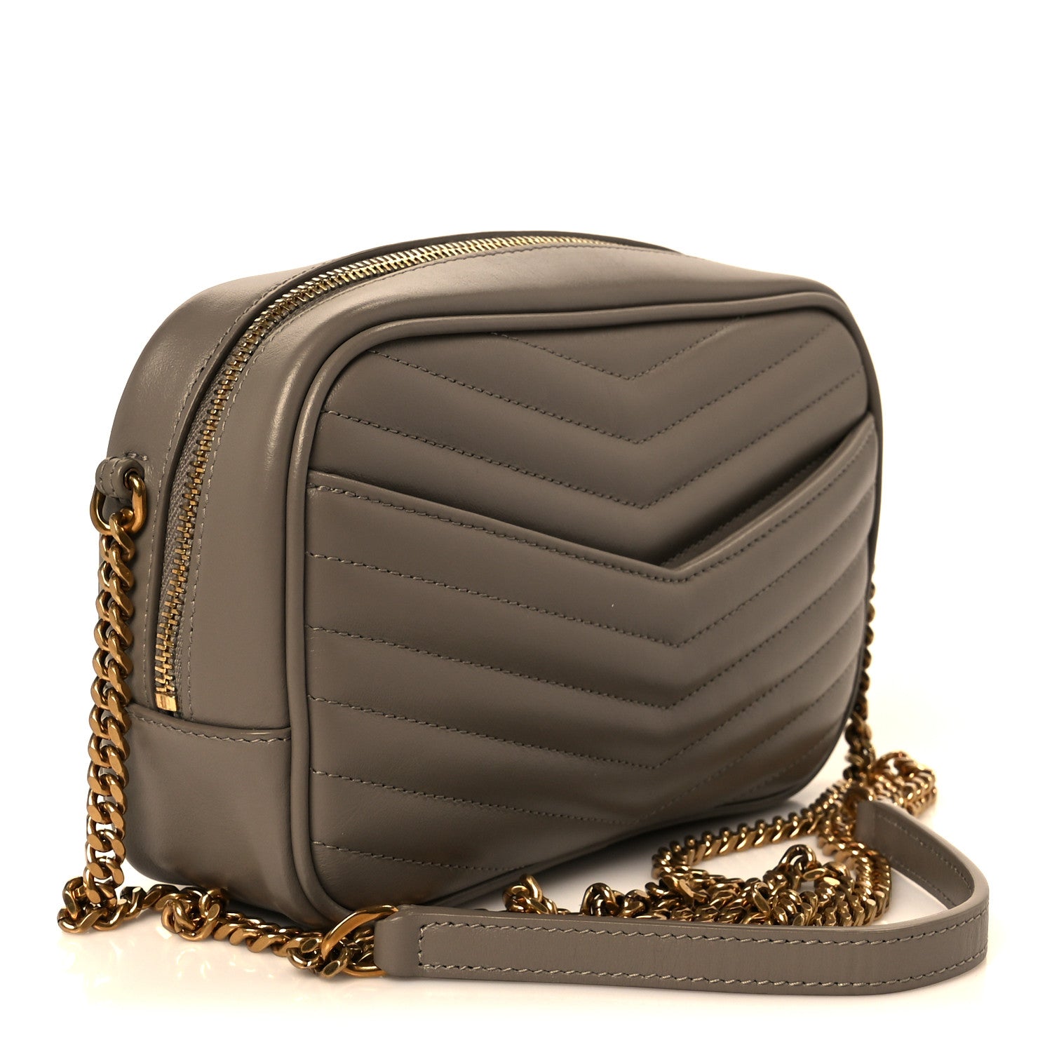 Saint Laurent Calfskin Matelasse Monogram Mini Lou Camera Bag Greyish Brown 3 of 9