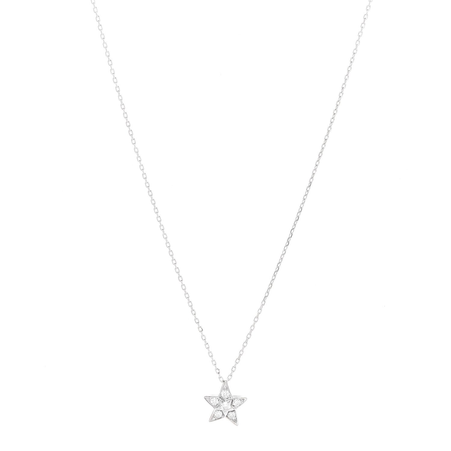 Chanel 18K White Gold Diamond Small Comete Geode Pendant Necklace 1 of 5