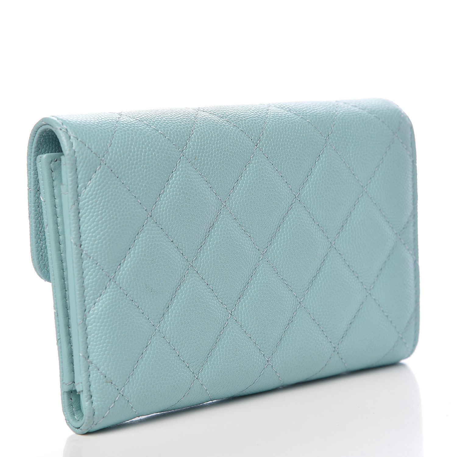 Chanel Caviar Quilted Medium Flap Wallet Light Blue 3 of 10