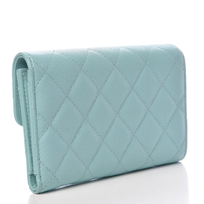 Chanel Caviar Quilted Medium Flap Wallet Light Blue 3 of 10