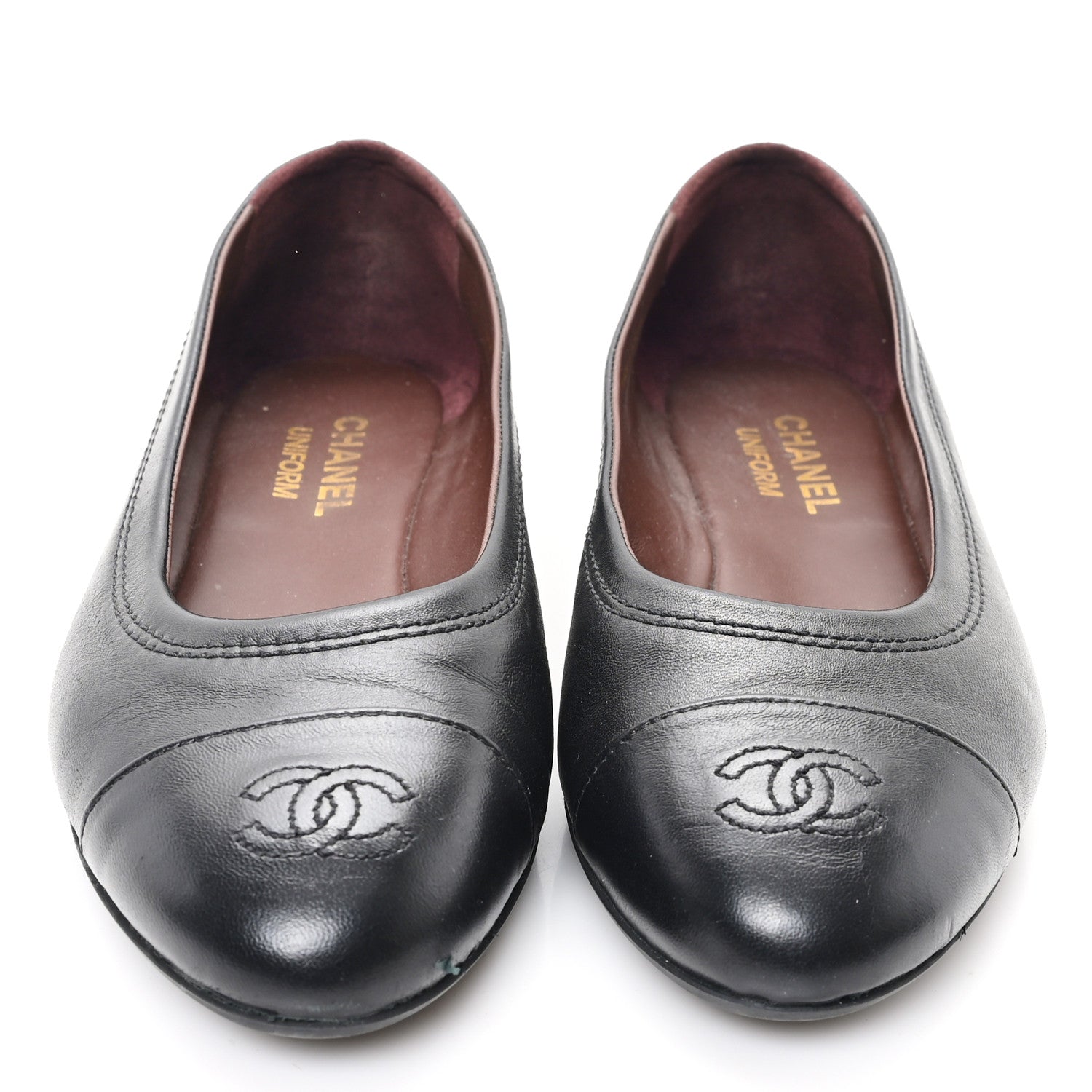 Chanel Lambskin Cap Toe CC Uniform Ballerina Flats 38.5 Black 3 of 11