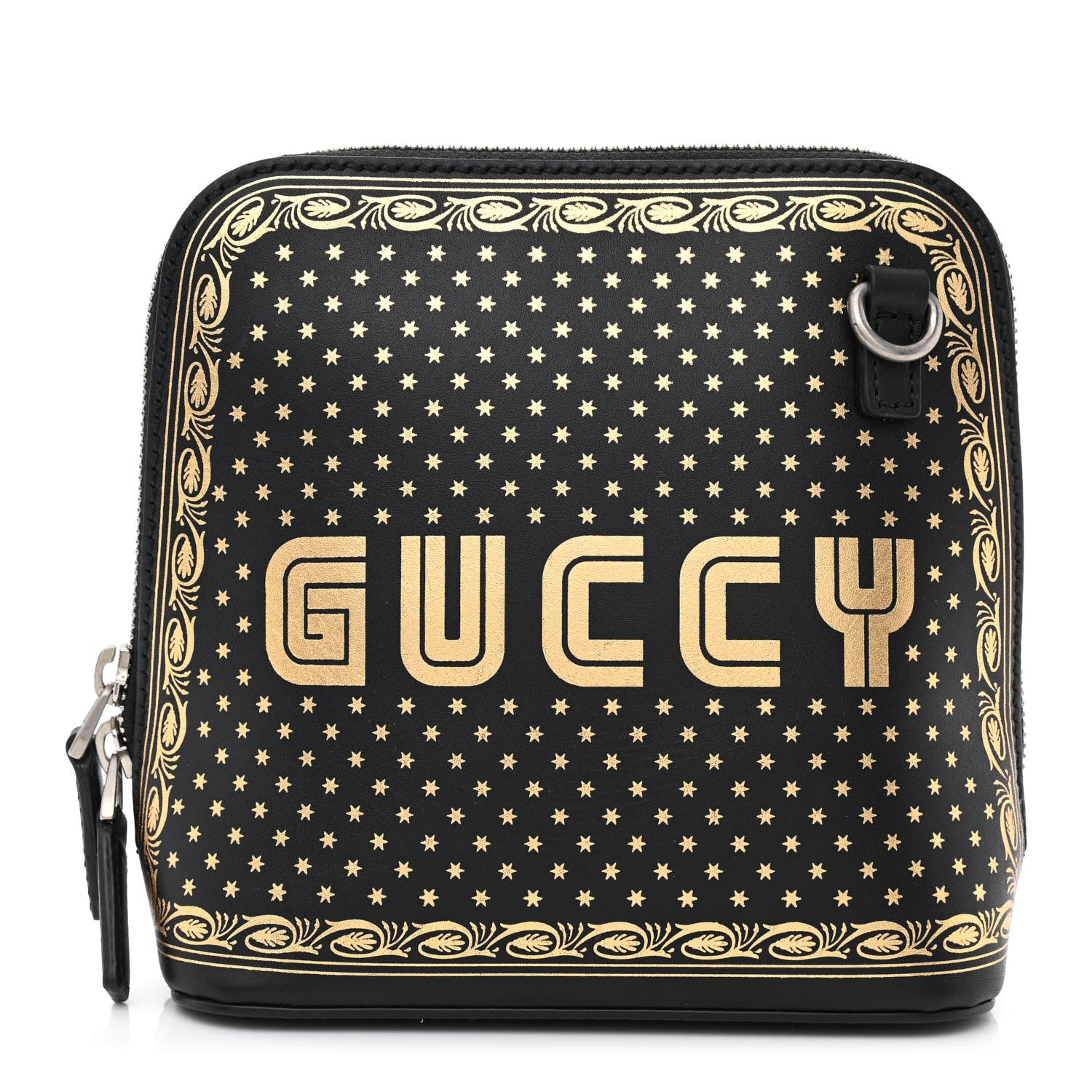 Gucci X SEGA Calfskin GUCCY Stars Mini Dome Shoulder Bag Black Gold 1 of 10