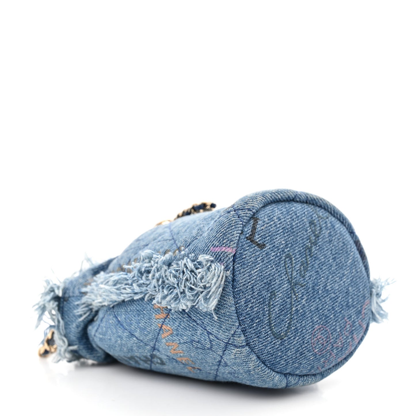 Denim Quilted Mood Mini Bucket With Chain Blue Multicolor