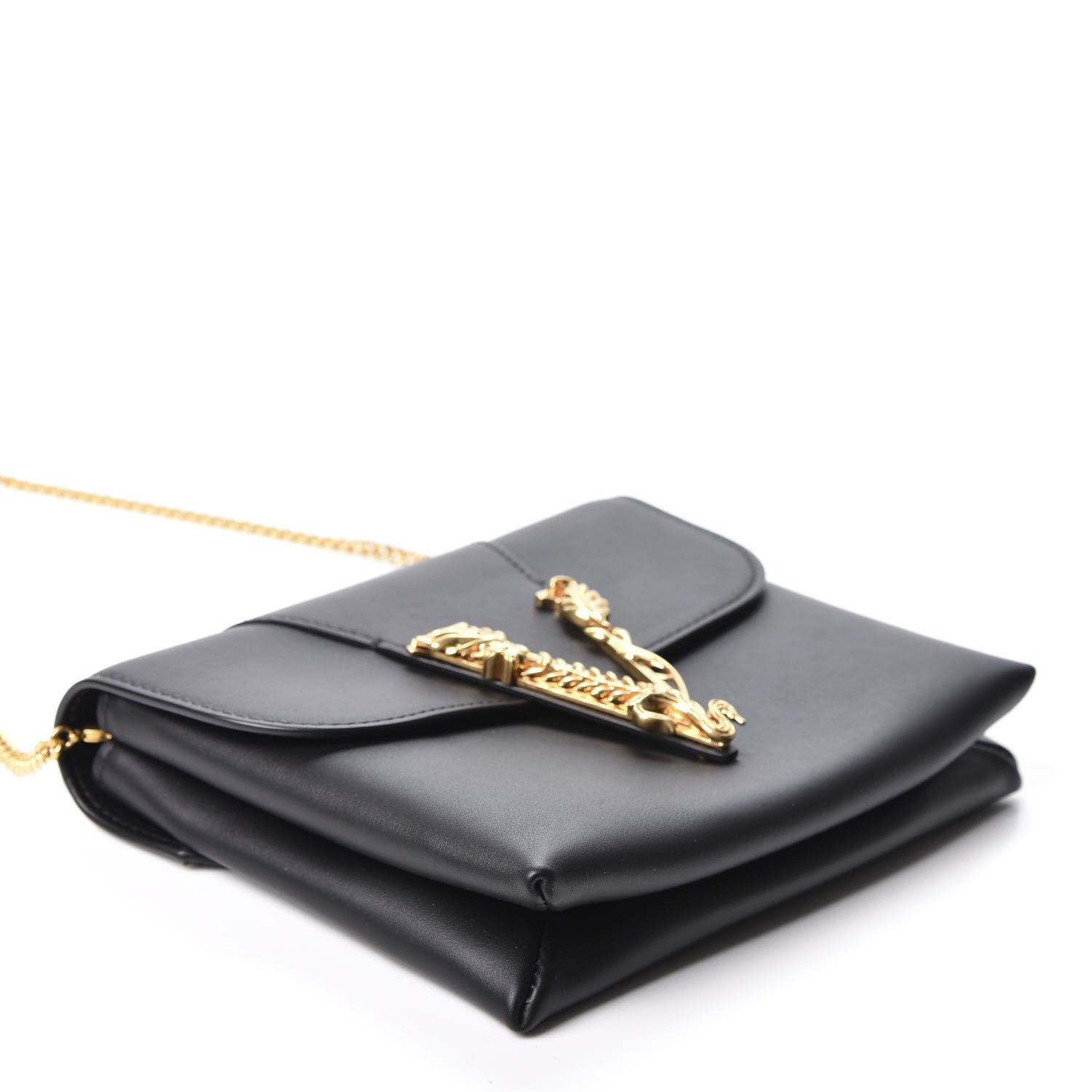 Versace Vitello Virtus Chain Clutch Black 3 of 10