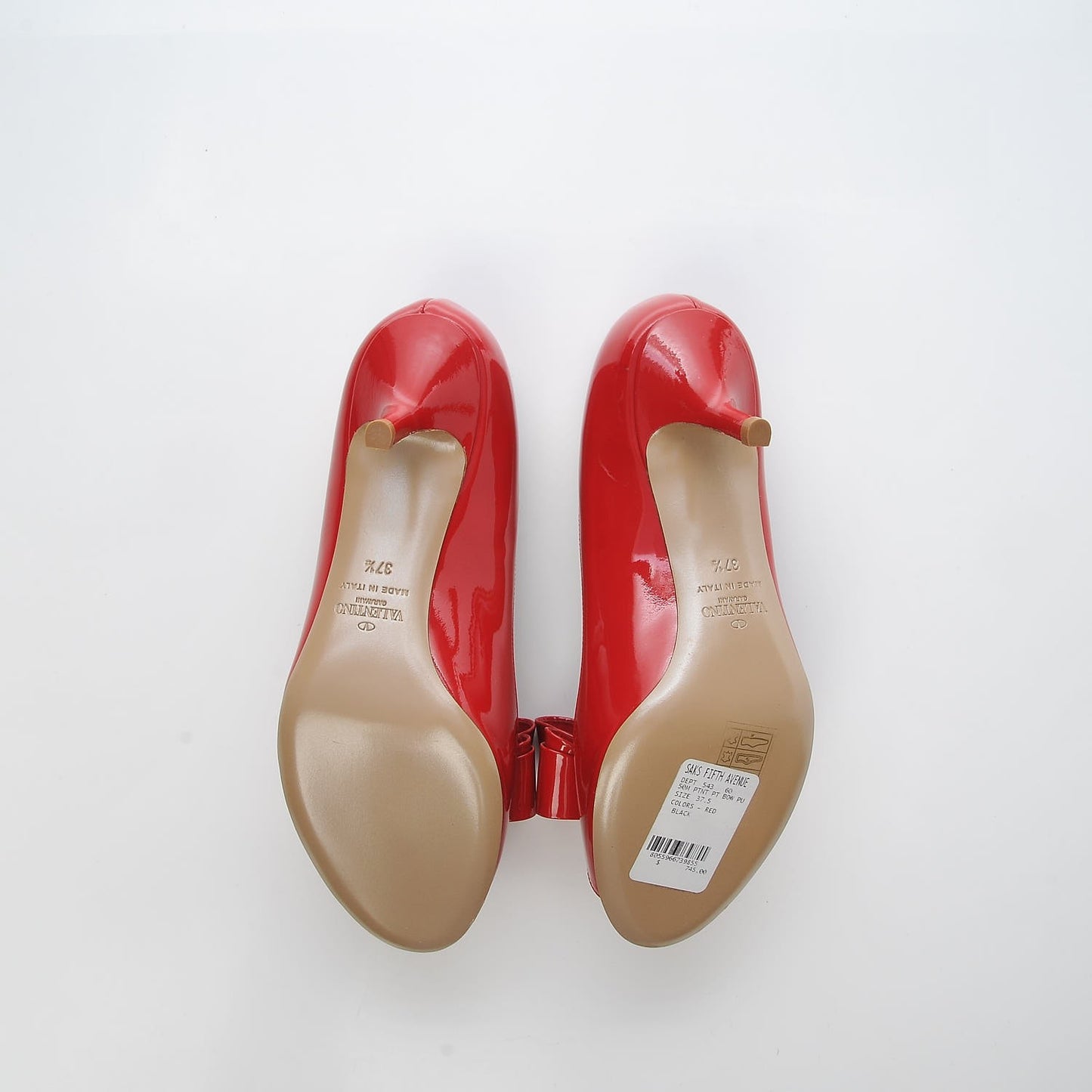 Patent Couture Bow Peep Toe Low Heel Pumps 37.5 Rosso Valentino