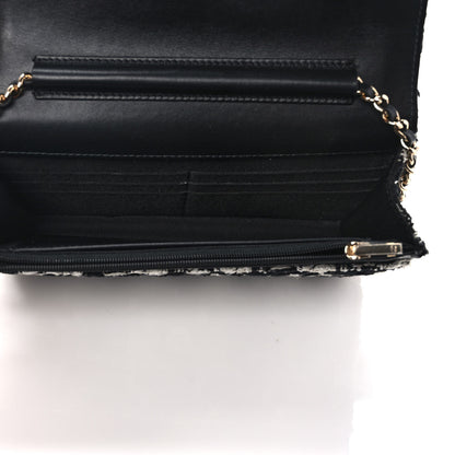 Chanel Tweed Quilted Wallet On Chain WOC Black Ecru White 5 of 10