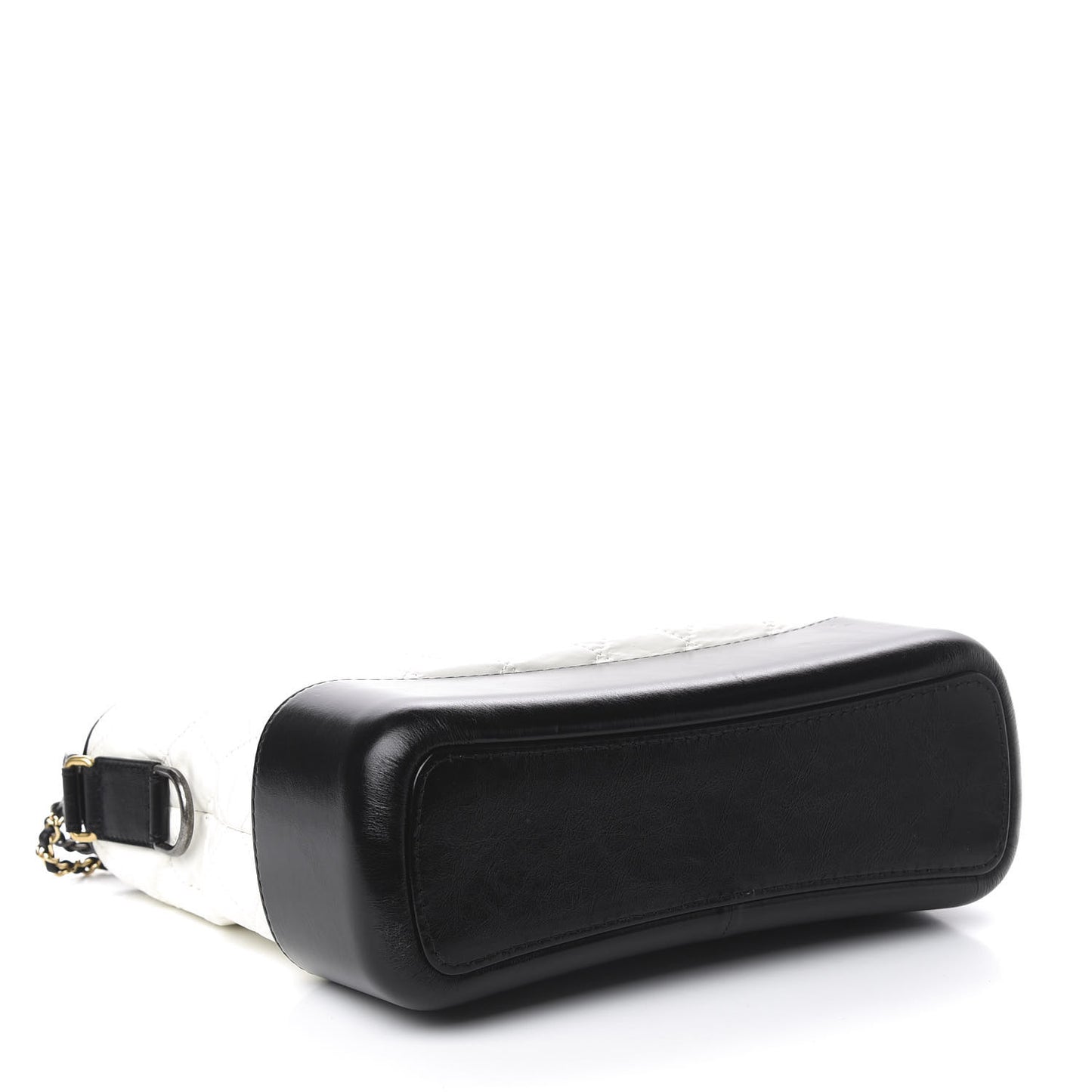 Aged Calfskin Quilted Medium Gabrielle Hobo Black White