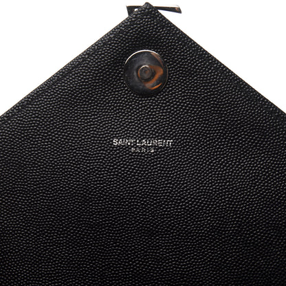 Saint Laurent Grain De Poudre Matelasse Chevron Large Monogram Satchel Black 9 of 11