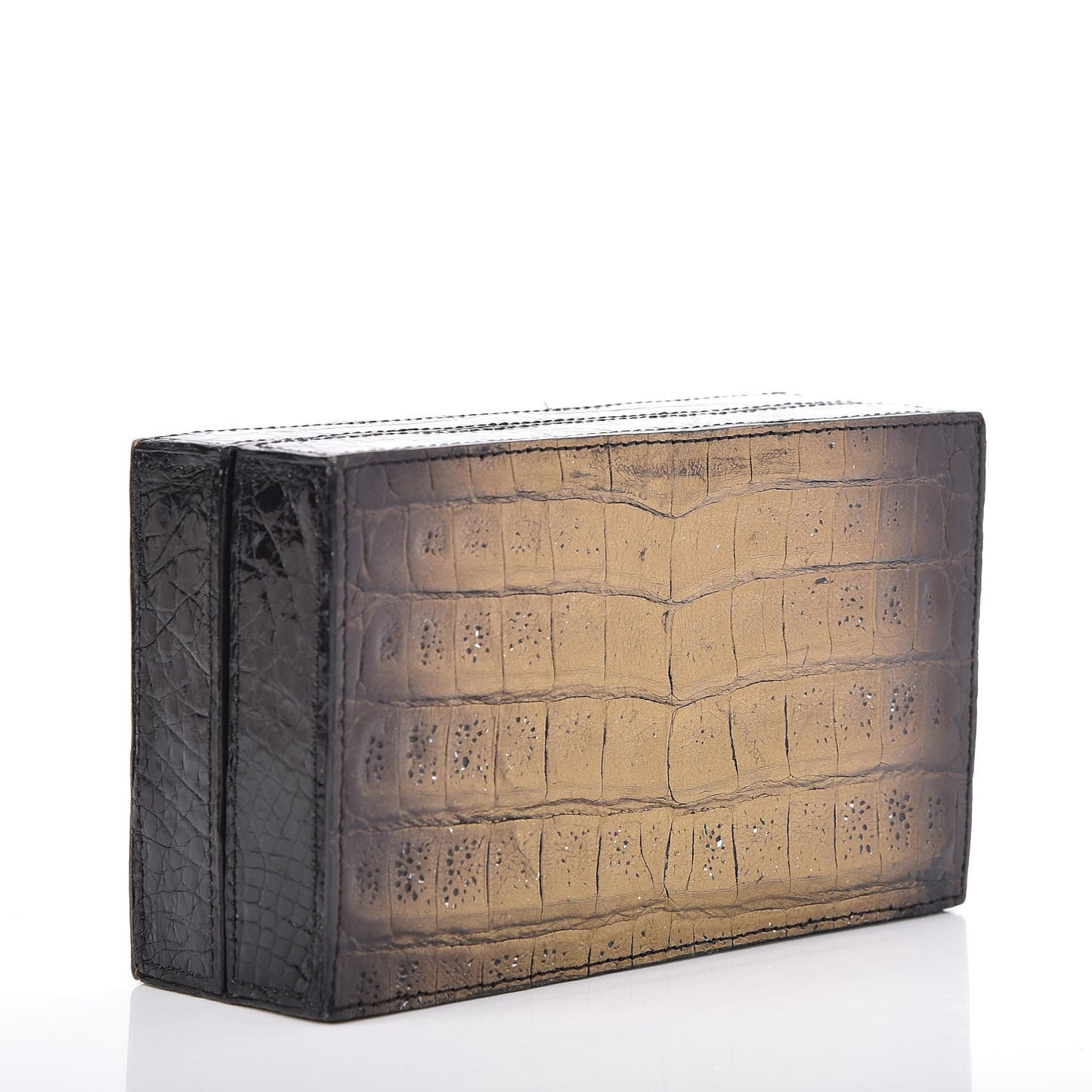 Crocodile Box Clutch Black Gold