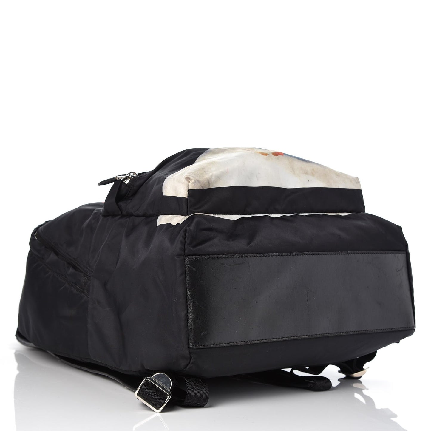 Nylon Calfskin Bull Skull Backpack Black