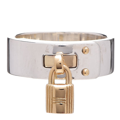 Hermes Sterling Silver 18K Yellow Gold Kelly Cadena Ring 54 6.25 9 of 17