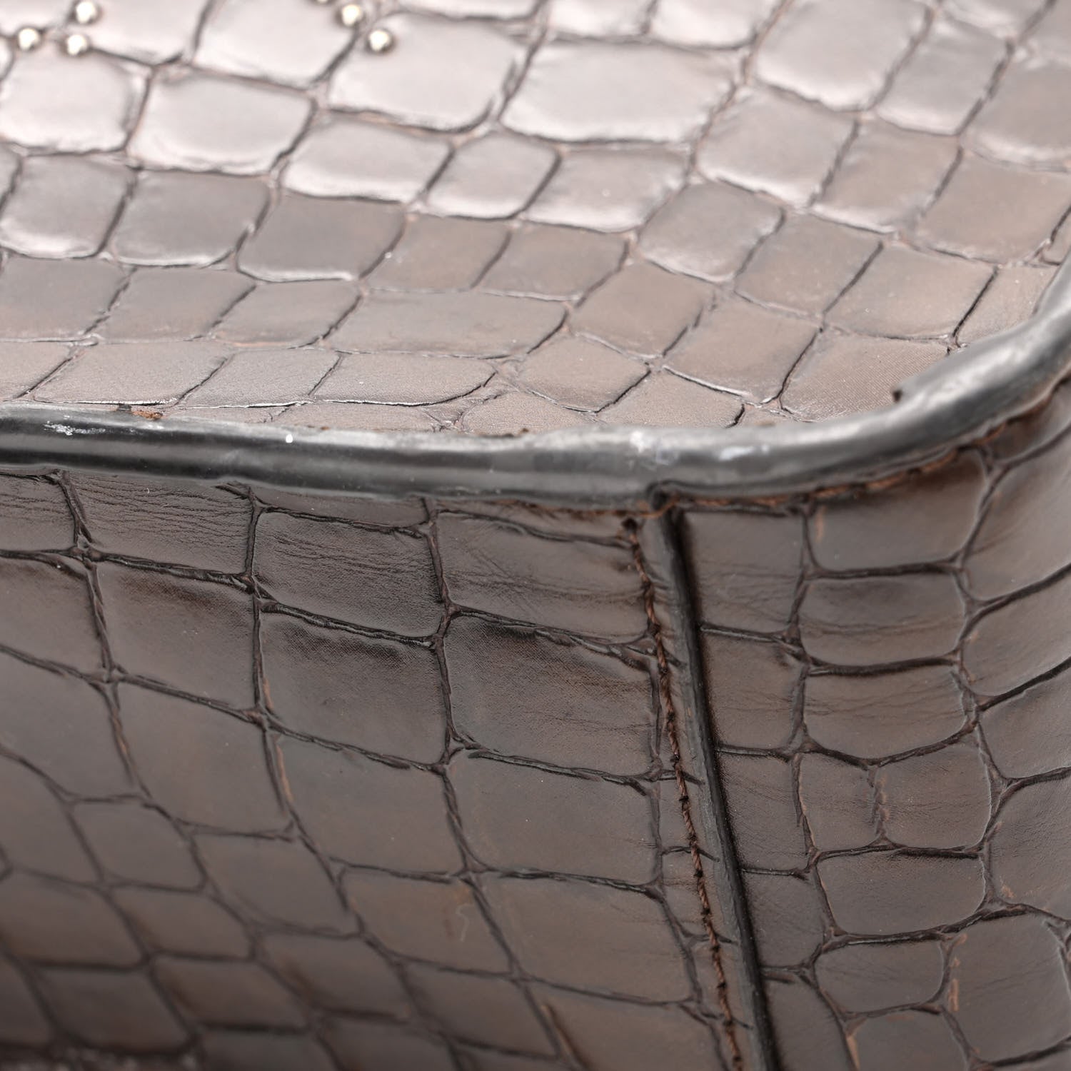 Stella McCartney Crocodile Embossed Studded Logo Mini Crossbody Mahogany 10 of 11