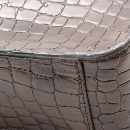 Stella McCartney Crocodile Embossed Studded Logo Mini Crossbody Mahogany 10 of 11