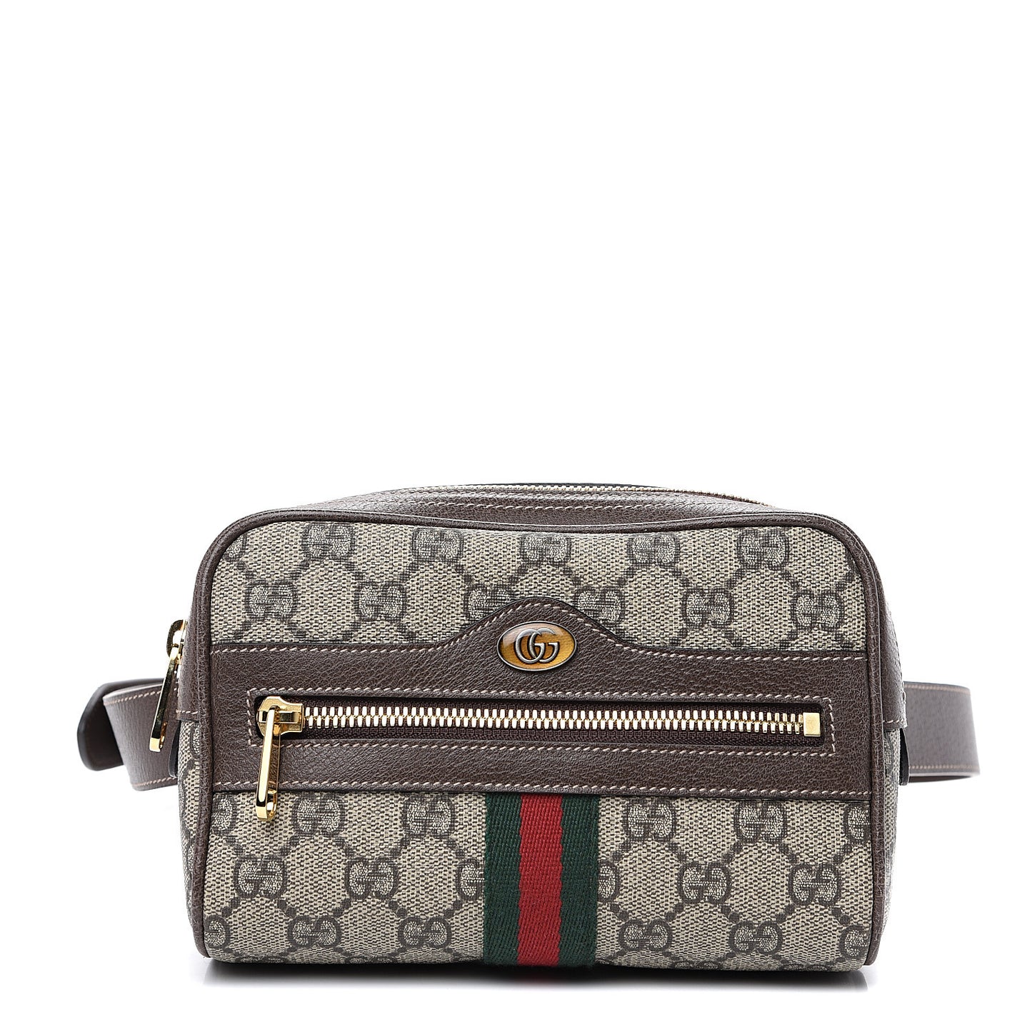 GG Supreme Monogram Web Small Ophidia Belt Bag 95 38 Dark Brown