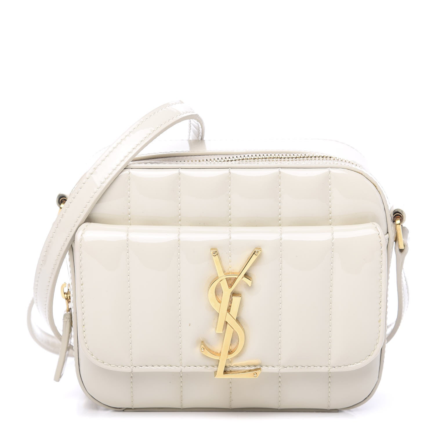 Saint Laurent Patent Matelasse Monogram Toy Vicky Camera Bag Off White 1 of 9