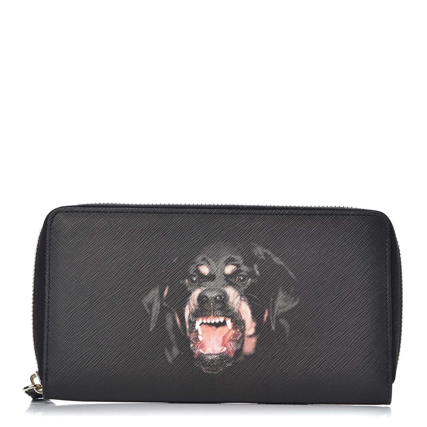 Givenchy Textured Coated Canvas Rottweiler Print Zip Around Wallet Black 1 of 7