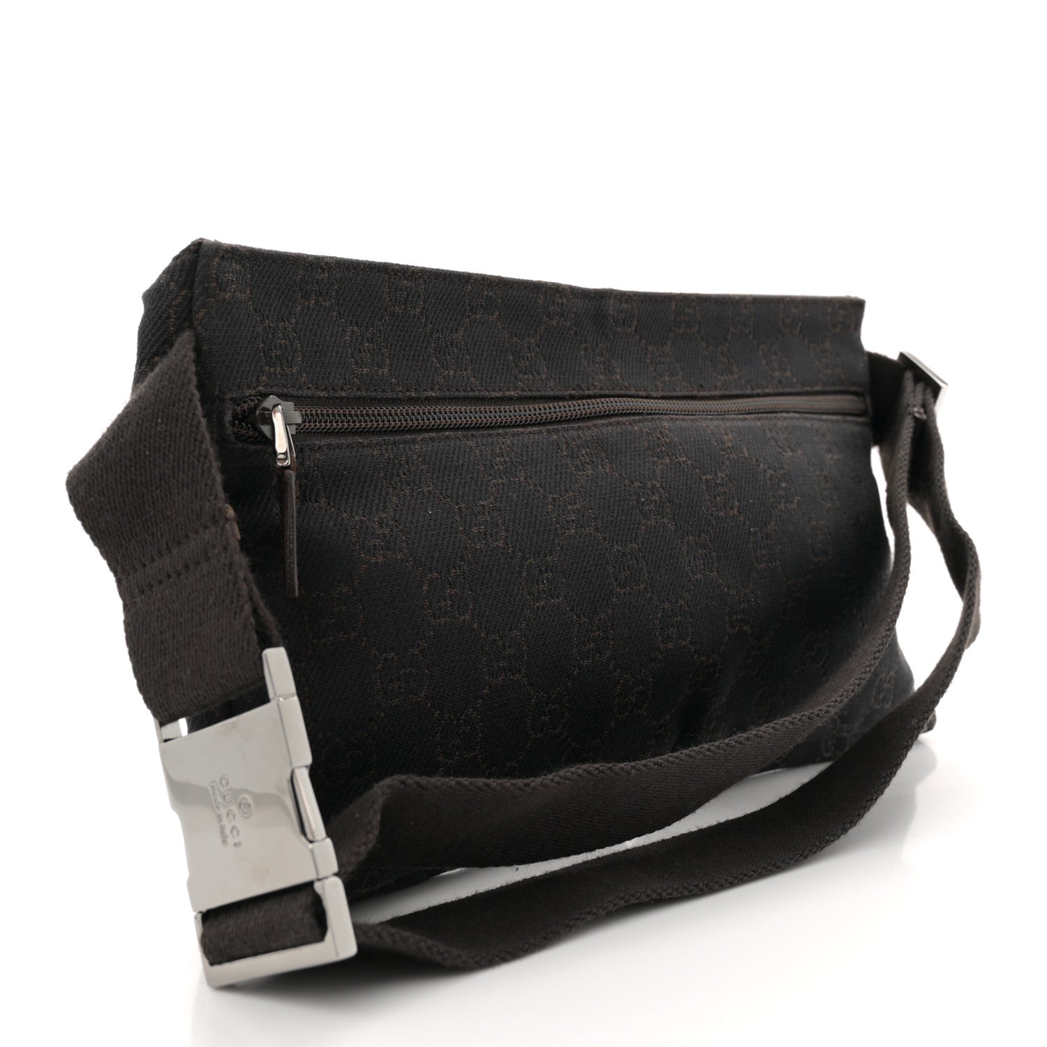 Gucci GG Denim Monogram Double Pocket Belt Bag Brown 3 of 10