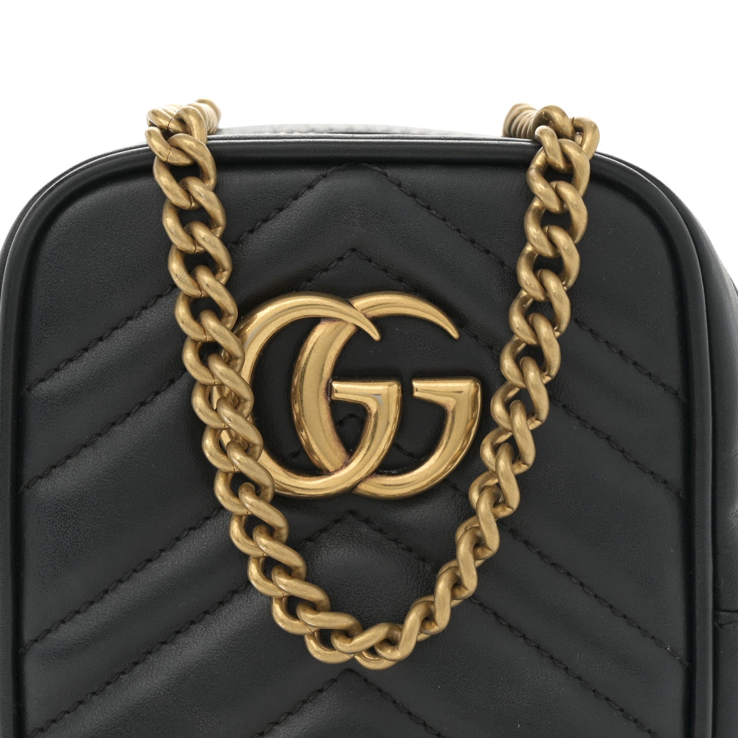 Gucci Calfskin Matelasse Mini GG Marmont Crossbody Bag Black 8 of 10