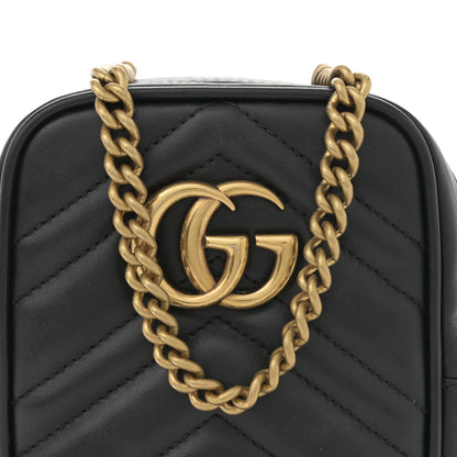 Gucci Calfskin Matelasse Mini GG Marmont Crossbody Bag Black 8 of 10