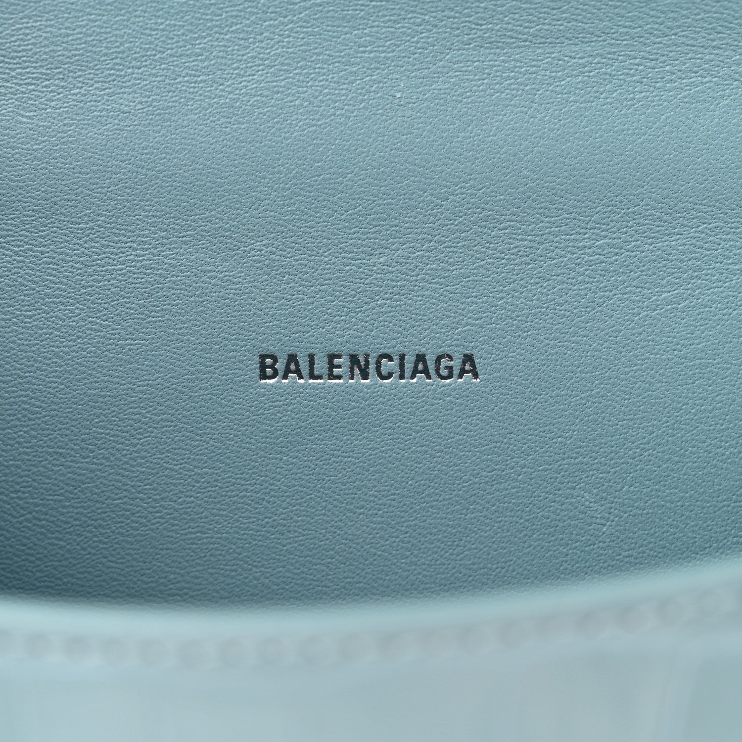 Balenciaga Shiny Calfskin Crocodile Embossed Hourglass Top Handle Bag XS Blue Grey 6 of 14