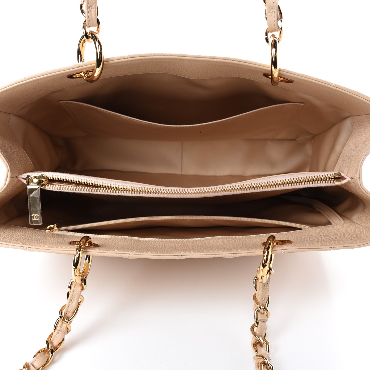 Caviar Quilted Grand Shopping Tote GST Beige