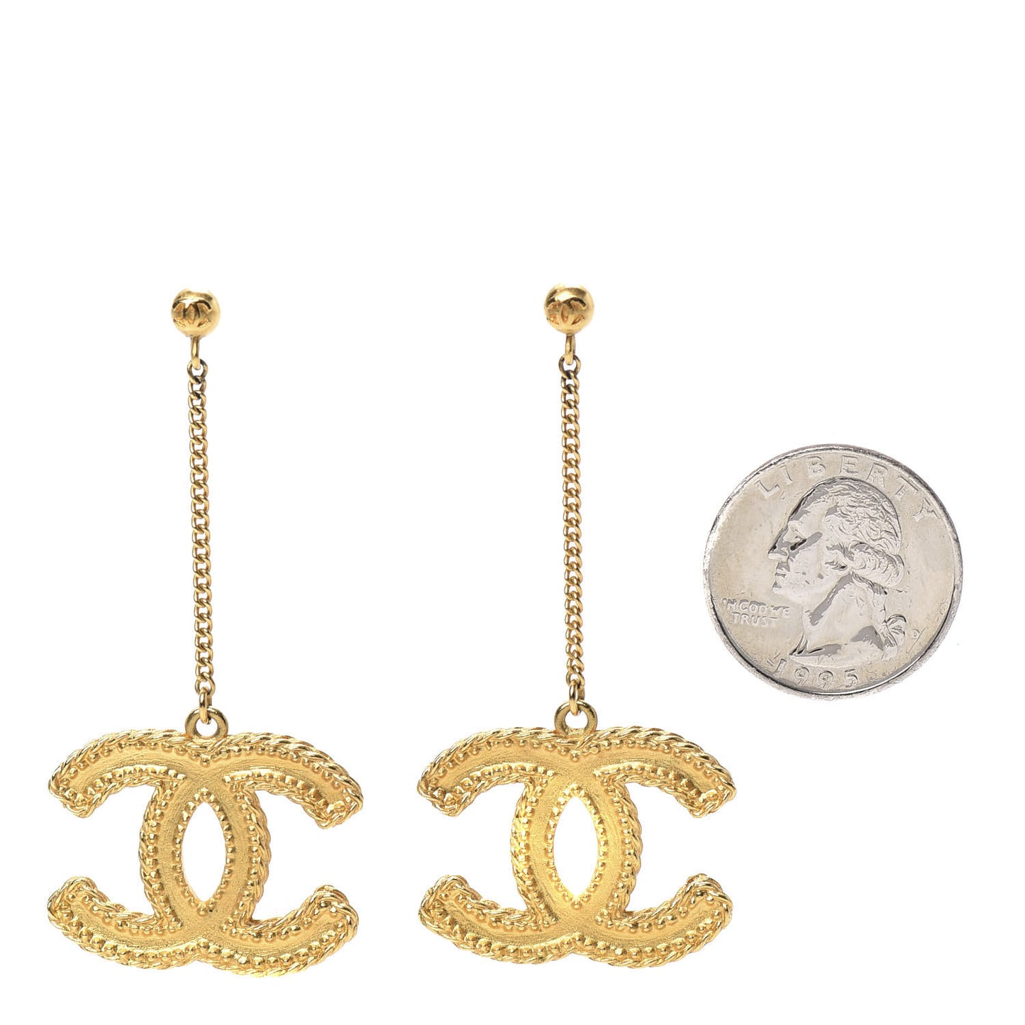 CC Drop Earrings Matte Gold