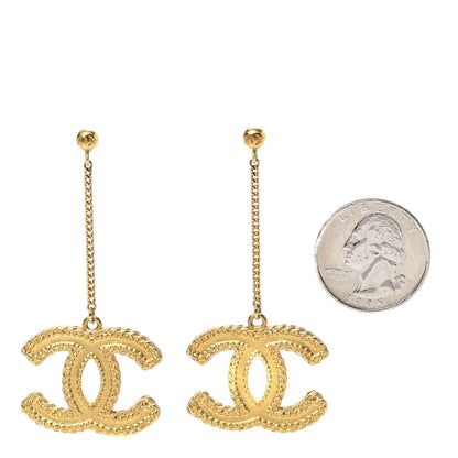 Chanel CC Drop Earrings Matte Gold 2 of 5