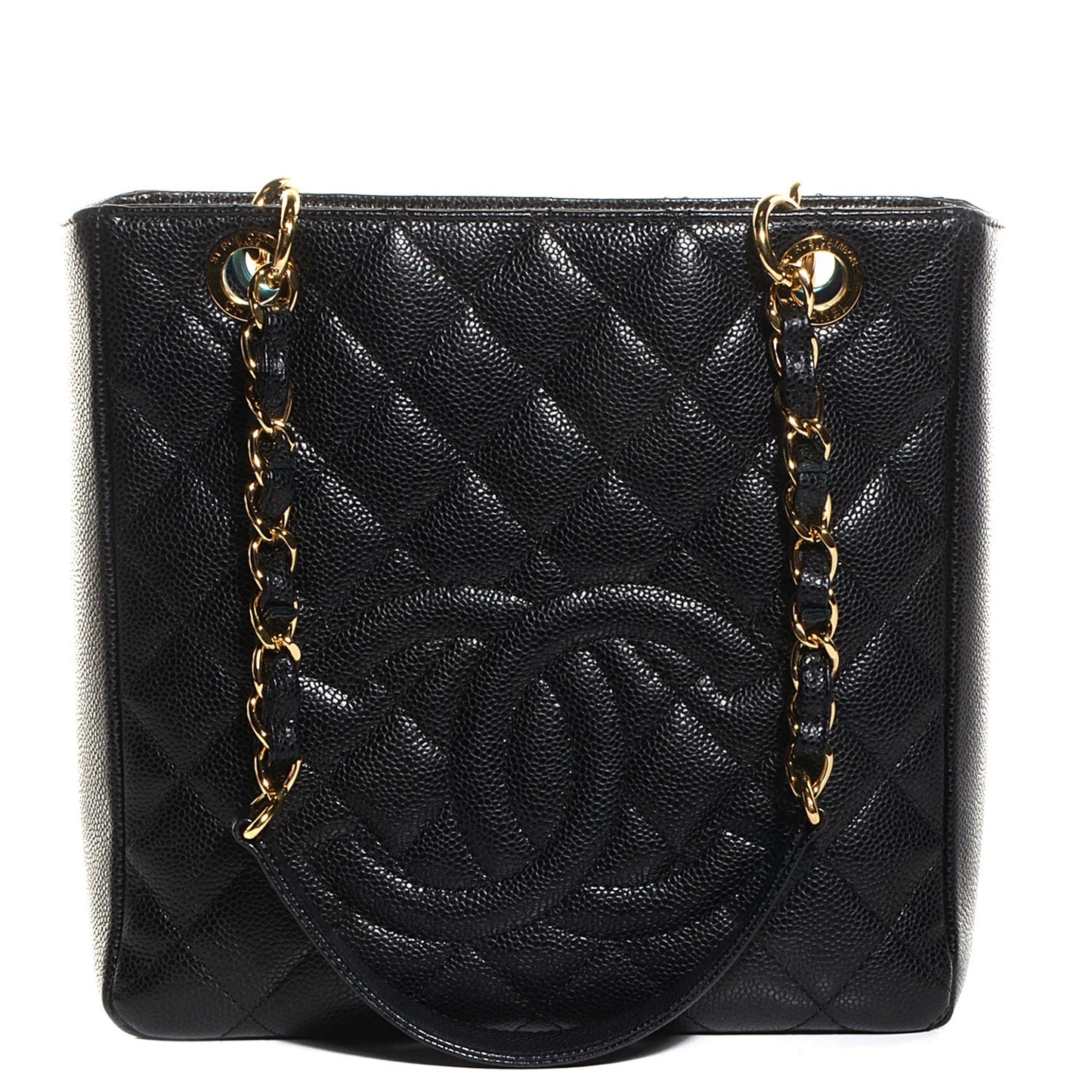 Caviar Quilted Petit Shopping Tote PST Black