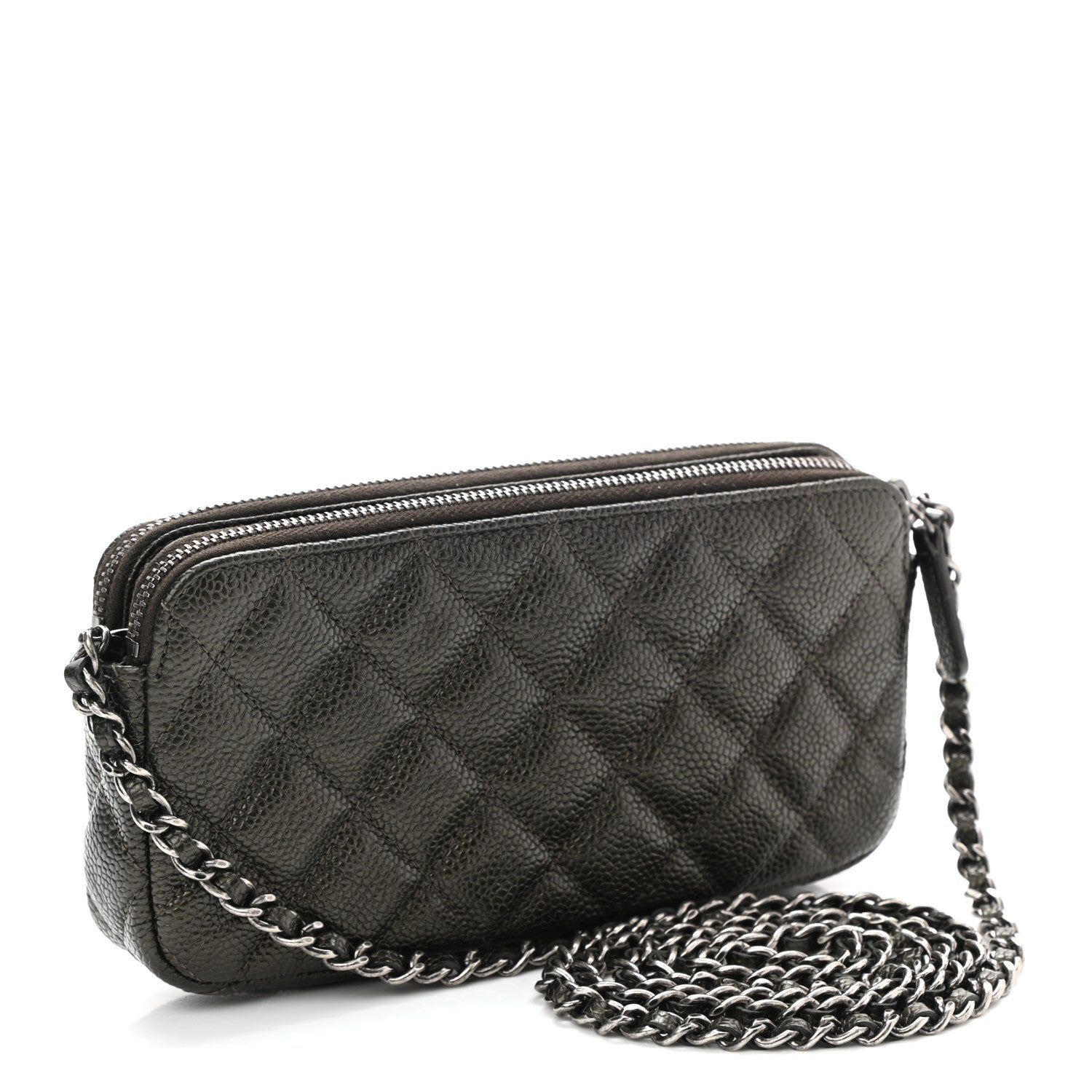 Chanel Caviar Quilted Small Clutch With Chain Dark Charcoal 3 of 12
