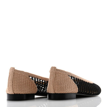 Chanel Raffia Cap Toe Ballerina Flats 36.5 Black Beige 4 of 8
