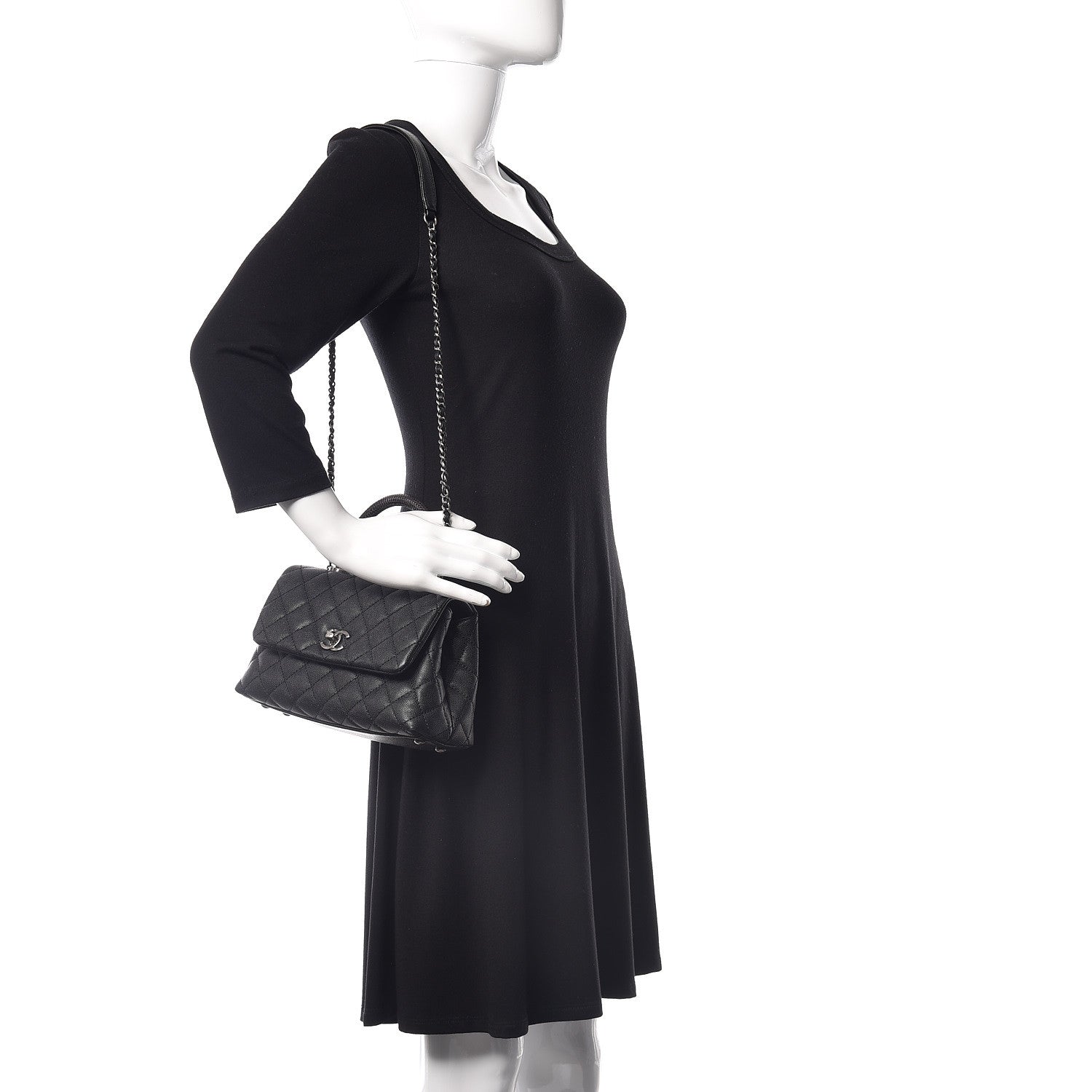 Chanel Caviar Lizard Quilted Mini Coco Handle Flap Black 2 of 9
