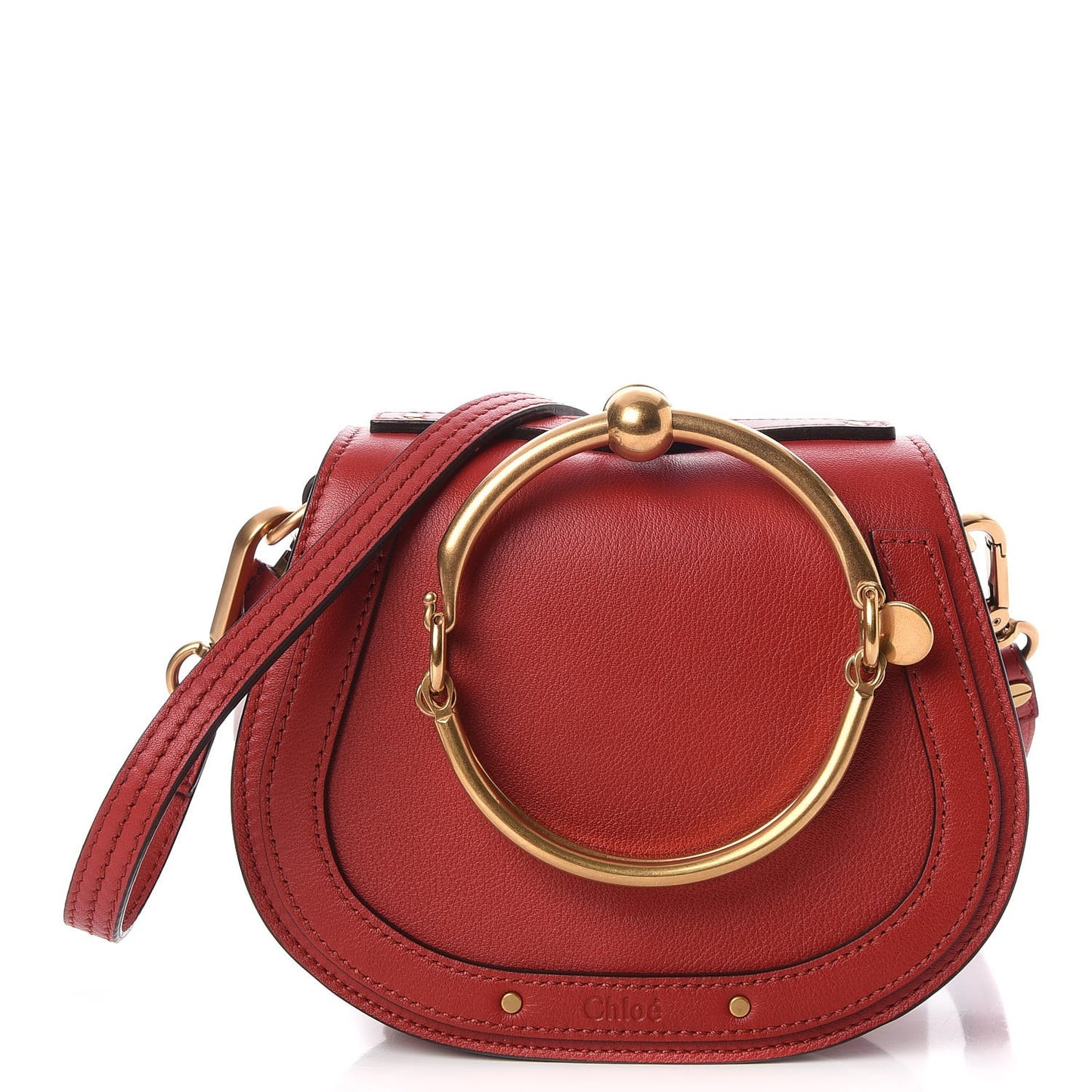 Calfskin Small Nile Bracelet Bag Dahlia Red