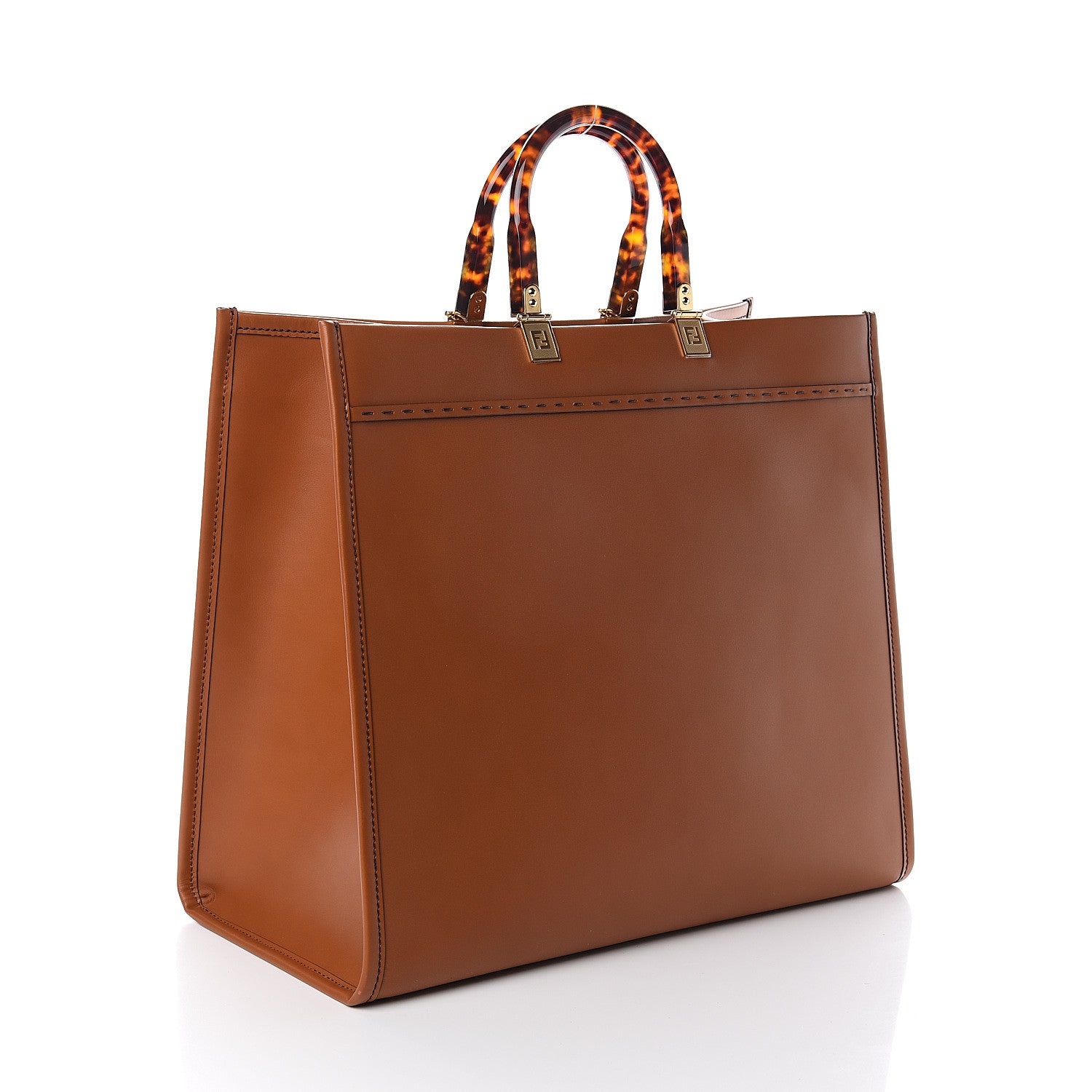 Fendi Vitello King Plexiglass Large Fendi Sunshine Shopper Tote Cuoio 2 of 8